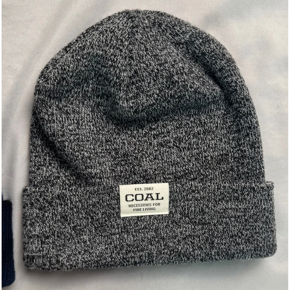 Coal Headwear Beanie Bundle The Uniform Low Grey Marl and Navy Blue Knit Hats